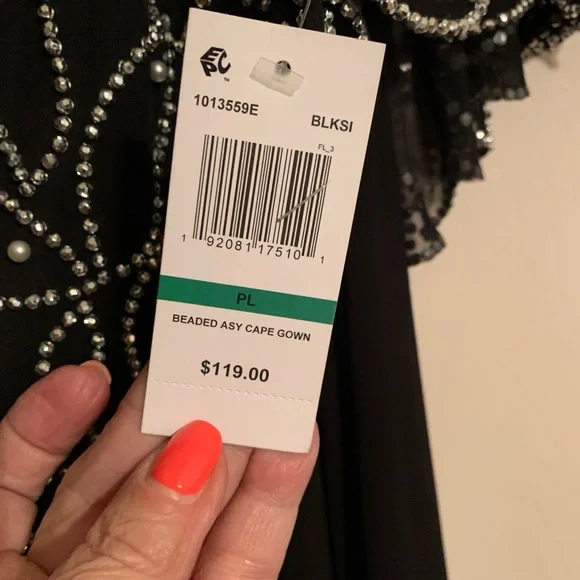 MSK Women's New Asymmetrical PL Beaded & pearl like Overlay …Gown in black 😎 - Picture 8 of 11